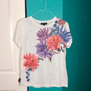 Sequined INC Floral White Top